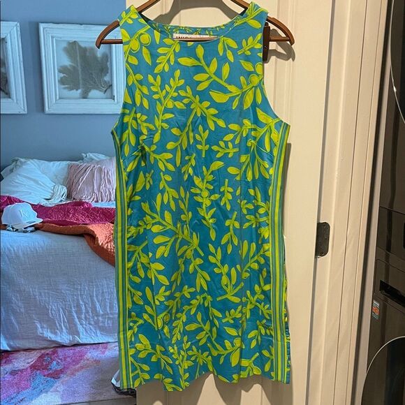 Vibrant Teal and yellow  Print Dress - Picture 1 of 8